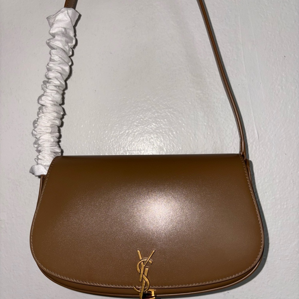 Saint Laurent Mini Voltaire Shoulder Bag — Dark Cork Calfskin — Retail $2500 - Picture 4 of 15